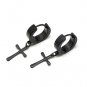 Any Pair Black/Blue/Silver Surgical Stainless Steel 15mm Cross Crucifix Drop Hoop Huggie Mens