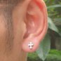 Pair Surgical Stainless Steel Silver Gothic Cross Earring Stud Mens/Lady's