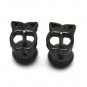 Pair Surgical Stainless Steel Black Owl Earrings Stud Mens/Lady's