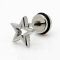 Pair Surgical Stainless Steel Silver Openwork Star Earrings Stud Mens/Lady's