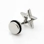 Pair Surgical Stainless Steel Silver Openwork Star Earrings Stud Mens/Lady's