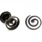 Pair Surgical Stainless Steel Black Circle Spiral Earrings Stud Mens/Ladies