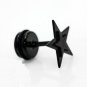 Pair Surgical Stainless Steel Black Star Earrings Stud Mens/Ladies