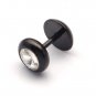 20Pcs/Lot Surgical Stainless Steel 8mm Black Barbell CZ Crystal Earrings Stud Mens