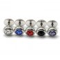 5pc/Lot Surgical Stainless Steel 8mm Barbell CZ Crystal Earrings Stud Mens