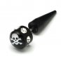 Pair Titanium Stainless Steel Black Spike Fake Plug Ear Taper Poison Skull Mens