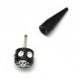 Pair Titanium Stainless Steel Black Spike Fake Plug Ear Taper Poison Skull Mens