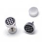 Pair 8mm Stainless Steel Checker/Checked Barbell Fake Ear Plug Mens