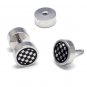 Pair 8mm Stainless Steel Checker/Checked Barbell Fake Ear Plug Mens