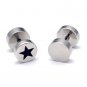 Pair Surgical Stainless Steel Black Enamel Star Barbell Fake Ear Plug Mens
