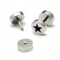 Pair Surgical Stainless Steel Black Enamel Star Barbell Fake Ear Plug Mens