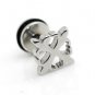 Pair Surgical Stainless Steel Silver Fleur De Lis Cross Stud Earrings Mens