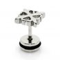 Pair Surgical Stainless Steel Silver Fleur De Lis Cross Stud Earrings Mens