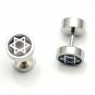 Pair Surgical Stainless Steel Hexagram Barbell Fake Ear Plug Mens