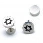 Pair Surgical Stainless Steel Black Enamel Hexagram Barbell Fake Ear Plug Mens