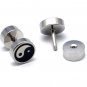 Pair 8mm Surgical Stainless Steel Yin Yang Barbell Fake Ear Plug Mens