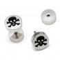 Pair Surgical Stainless Steel Enamel Black Skull Toxic Poison Barbell Fake Ear Plug Men