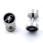 Pair Surgical Stainless Steel Scorpio Scorpion Barbell Fake Plug Earrings Stud Mens