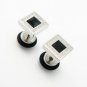 Pair Surgical Stainless Steel 8mm Black Square G Pattern Earrings Stud Mens/Lady's