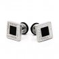 Pair Surgical Stainless Steel 10mm Black Square G Pattern Earrings Stud Mens/Lady's