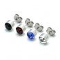 4pcs/Lot Surgical Stainless Steel 6mm CZ Crystal Ear Post Earring Mens/Lady's