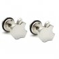 Pair Surgical Stainless Steel Silver Bitten Apple Stud Earring Mens/Lady's
