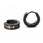 Pair Surgical Stainless Steel Maltese Cross Black Huggie Hoop Earrings