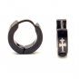Pair Surgical Stainless Steel Maltese Cross Black Huggie Hoop Earrings
