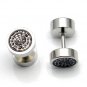 Pair Surgical Stainless Steel Spiderweb Barbell Fake Ear Plug Earrings Stud Mens
