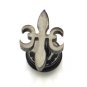 Pair Surgical Stainless Steel Black Fleur De Lis Flower Faux Fake Ear Plug Earrings Stud Mens