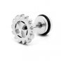 Pair Surgical Stainless Steel Silver Cross Gear Fake Ear Plug Earrings Stud Mens