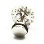 Pair Surgical Stainless Steel Silver Cross Gear Fake Ear Plug Earrings Stud Mens
