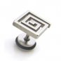 Pair Surgical Stainless Steel Silver Square Spiral Fake Ear Plug Earrings Stud Mens/Lady's