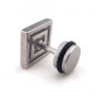 Pair Surgical Stainless Steel Silver Square Spiral Fake Ear Plug Earrings Stud Mens/Lady's