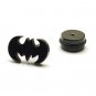 Pair Surgical Stainless Steel Black Super Hero Batman Logo Fake Ear Plug Earrings Stud Punk/Rock