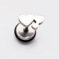 Pair Surgical Stainless Steel Silver 3 Joining Hearts Fake Ear Plug Earrings Stud Mens/Lady's