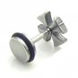 Pair Surgical Stainless Steel Silver Iron Cross Fake Ear Plug Earrings Stud Mens/Lady's