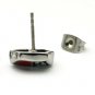 Pair Surgical Stainless Steel Red Enamel Knight Cross Shield Men's Stud Earrings