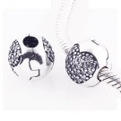 925 Sterling Silver Pave Heart Clip - fits European Beads Bracelets
