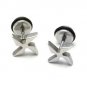 Pair Surgical Stainless Steel Silver Windmill Blades Fake Ear Plug Earrings Stud Mens/Lady's