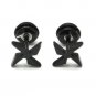 Pair Surgical Stainless Steel Black Windmill Blades Fake Ear Plug Earrings Stud Mens/Lady's