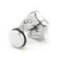 Pair Black Surgical Stainless Steel Silver Star Crystal Shield Men's Stud Earrings