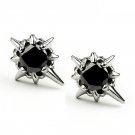Pair Surgical Stainless Steel Polaris Star Black CZ Stud Earrings Mens/Lady's Punk Gothic