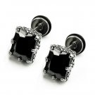 Pair Surgical Stainless Steel Rectangle Black CZ Dragon Claw Mens Gothic Screw Back Earrings