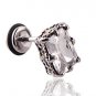 Pair Surgical Stainless Steel Rectangle Clear CZ Dragon Claw Mens Gothic Screw Back Earrings