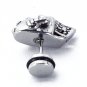 Pair Surgical Stainless Steel Skull Horned Demon Men's Anti-Allegic Stud Earrings Punk Goth