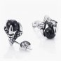 Pair Surgical Stainless Steel Eagle Dragon Claw w/ Black Crystal Men's Stud Earrings Punk Goth