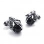 Pair Surgical Stainless Steel Eagle Dragon Claw w/ Black Crystal Men's Stud Earrings Punk Goth