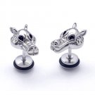 Pair Surgical Stainless Steel Dragon Head Men's Anti-Allegic Stud Earrings Punk Rock