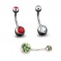 8Pcs/Lot Stainless Steel Navel Belly Ring Body Piercing w/ Double Gem CZ Curved Barbell Studs